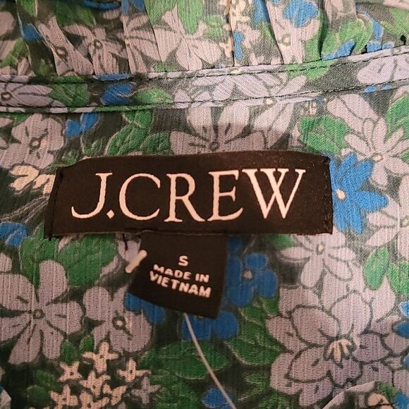 NWT J. Crew‎ floral ruffled Neck top - Picture 5 of 7